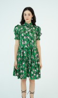 SIXDO Floral Mini Silk Dress
